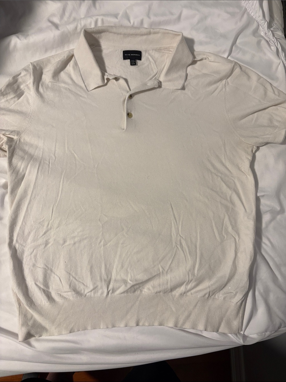 Club Monaco Men's Cream Short-Sleeve Polo